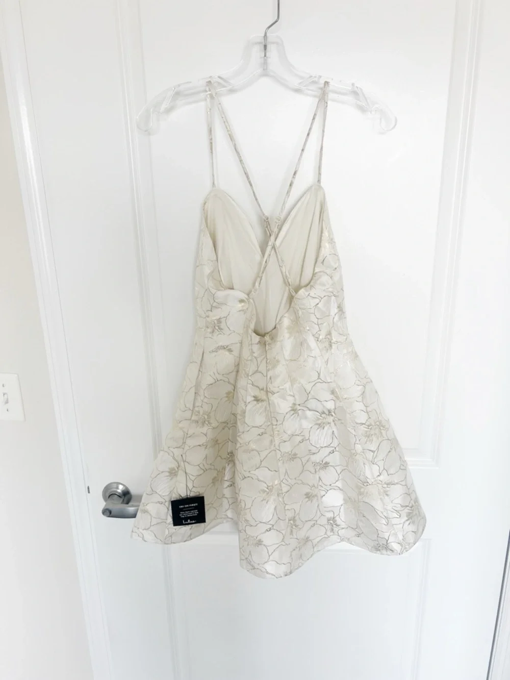 NWT Small Lulus Metallic Floral Skater Dress - Picture 4 of 5
